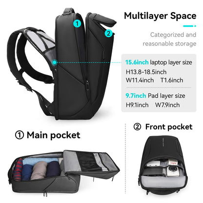 MARK RYDEN mens backpack Large Capacity waterproof laptop backpack business men with USB Charging Port for Official Travel Hiking Pack Fits Under 17.3 Inch Laptop