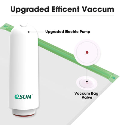 eSUN Upgrade Vacuum Kit, 10pcs 3D Printer Filament Vacuum Compression Storage Bag with USB Pump, Reusable Filament Moisture Proof Dry Vacuum Sealed Bag for Spool Storage