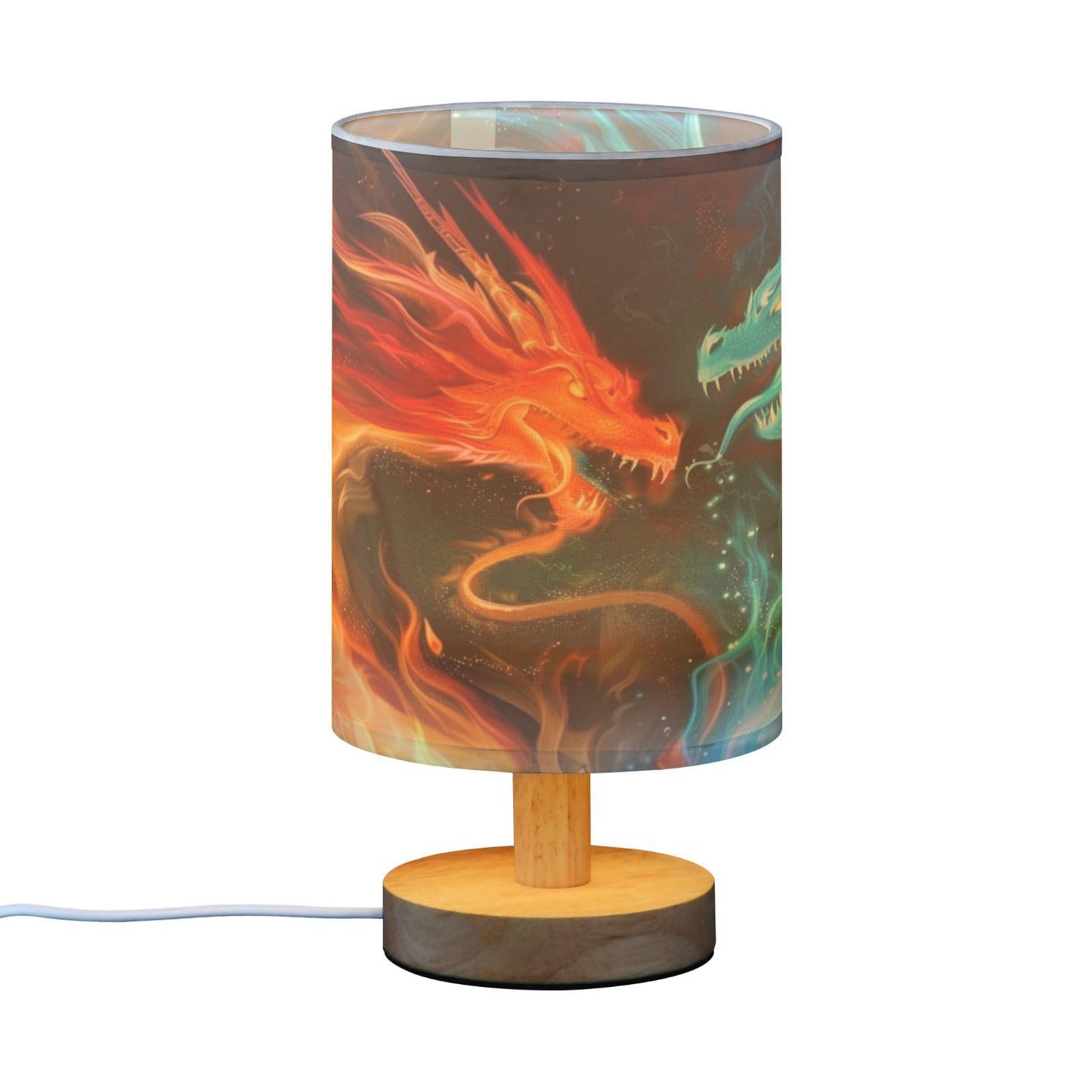 Blue Red Fire Dragon Table Lamp for Bedroom Bedside Lamp Desk Lamps Cylinder Nightstand Lamp for Living Room Office Decor