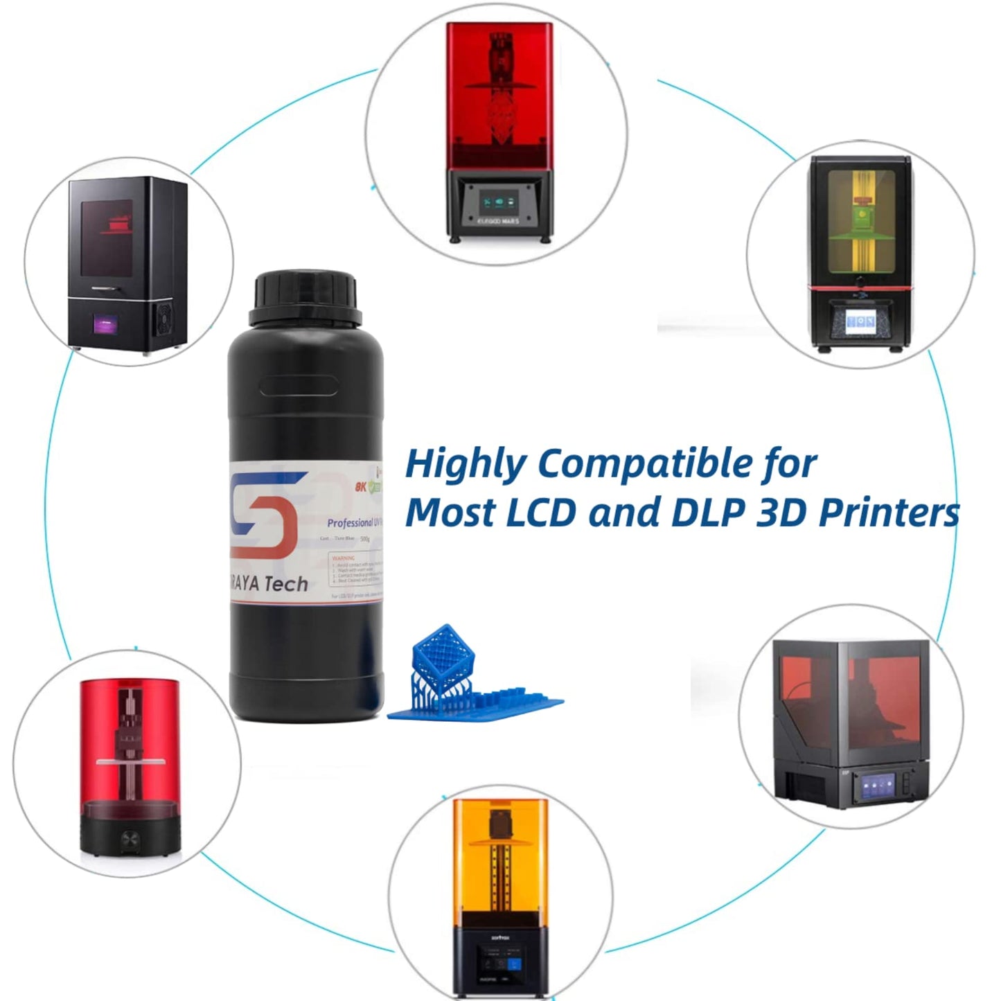 Siraya Tech Cast 3D Printing Castable Resin Easier to Burn and Print Smooth Surface High Definition 405nm UV Curing Resin for Thicker Designs and Metal Parts (True Blue, 500g)