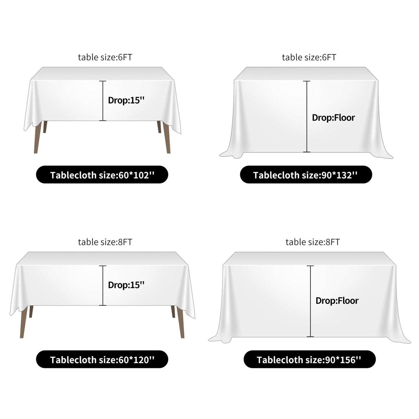 Ascoza 2pack 60x120 Inch Burgundy Rectangular Tablecloth 6 Feet Table Cloth in Polyester Fabric for Wedding/Banquet/Restaurant/Parties