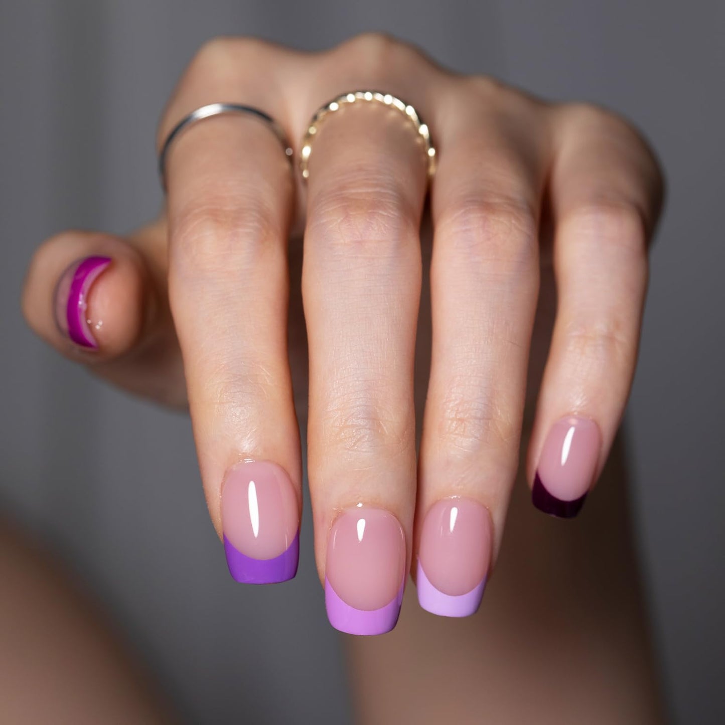 SXC Cosmetics French Tip Press On Nails - Skin Tone Nude and Color Series, Short Coffin X-Pro Tips Starter Kit ST119KIT