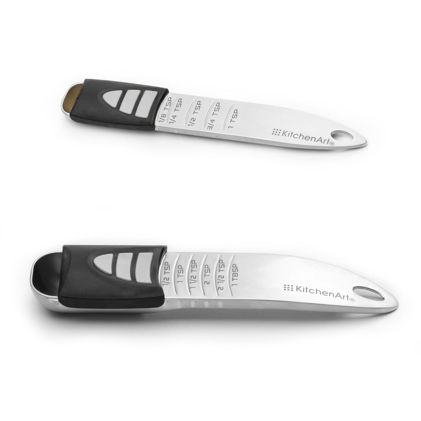 KitchenArt Stainless Steel Pro Sliding Adjust-A-Tablespoon and Teaspoon, Adjustable Measuring Spoon Set