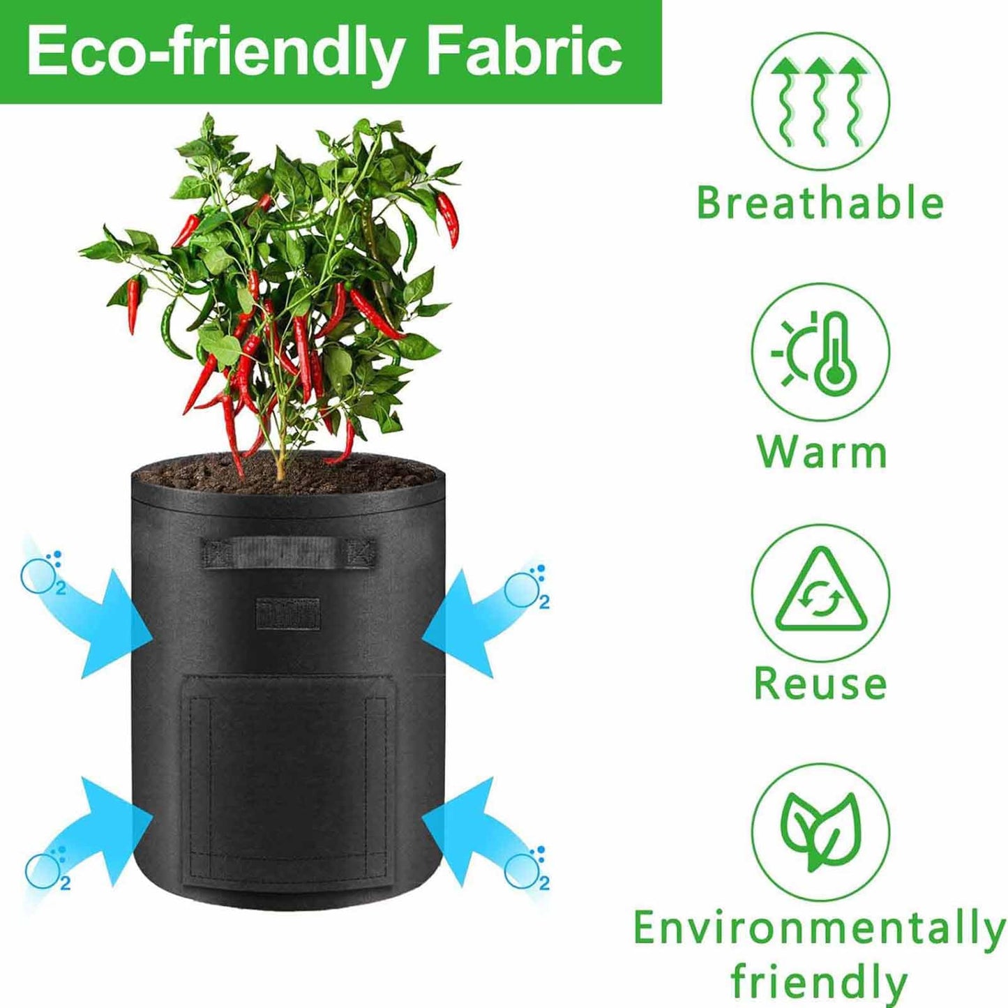 TCBWFY 4 Pack Potato Grow Bags with 2 Flaps 15 Gallon,Heavy Duty 14oz/yd² Planter Pot with Sturdy Handles and 2 Harvest Windows for Potato Tomato and Vegetables