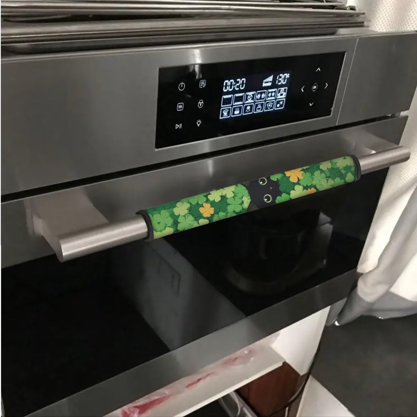 Hwzdsyxl Black Cat Shamrock Print Refrigerator Door Handle Covers 6 Pieces Fridge Oven Protector Kitchen Appliance Handle Gloves Protector for Microwave Dishwasher Stove St. Patrick's Day Decor