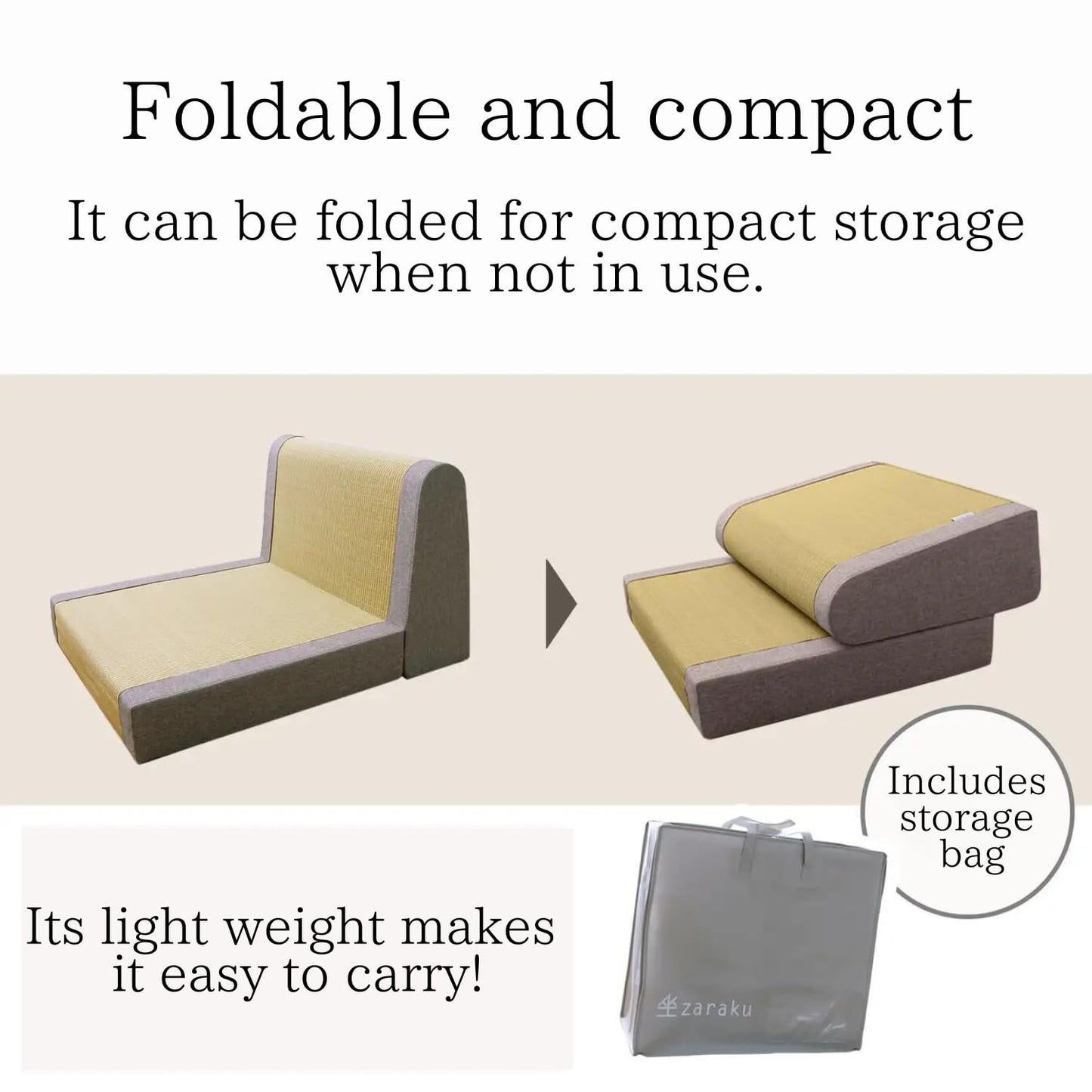 BJDesign Foldable Igusa Tatami Floor Chair - Zen Meditation Cushion and Seat, Dual-Purpose, Eco-Friendly, Handmade with Natural Materials, Easy to Store - Versatile Seating for Adults and Kids