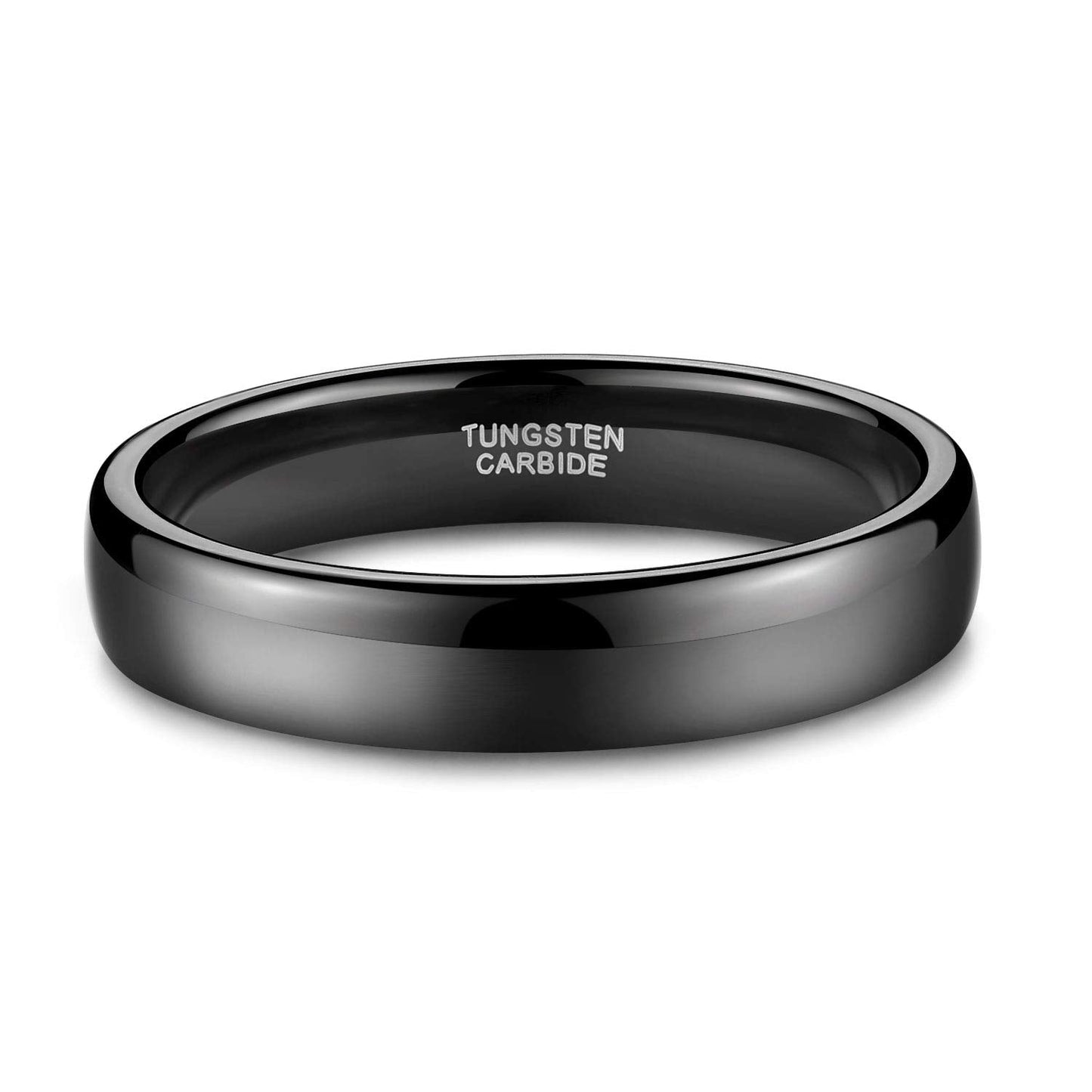 TRUMIUM 4mm Mens Womens Wedding Band Tungsten Carbide Black Rings High Polished Beveled Edges Comfort Fit Size 7