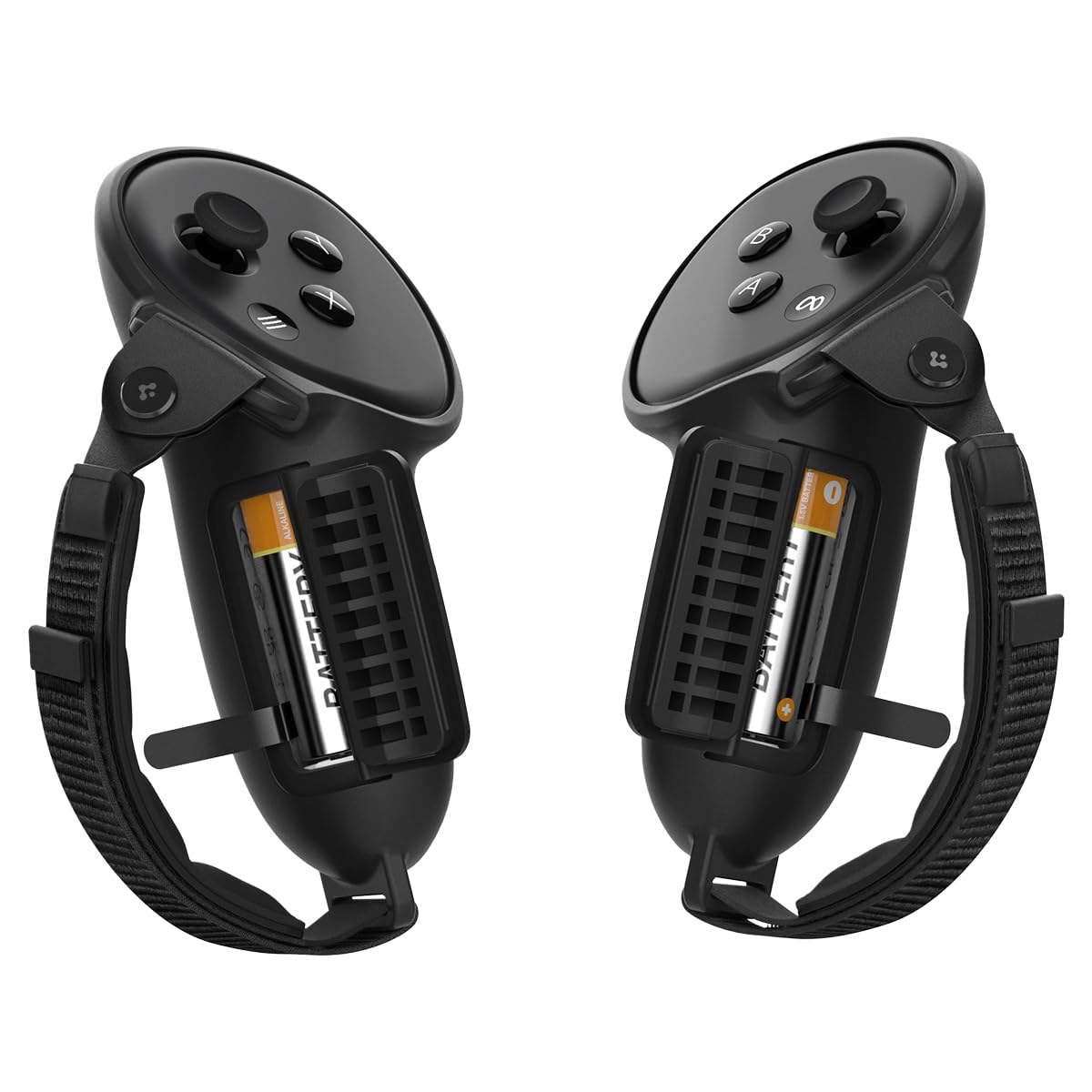 Spigen Silicone Fit Designed for Meta Quest 3 / Quest 3S / Quest 3S Xbox Edition Controller Grips, Non-Slip Adjustable Controller Strap with Battery Opening - Black