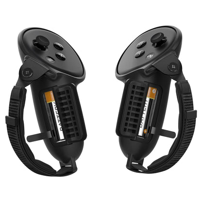 Spigen Silicone Fit Designed for Meta Quest 3 / Quest 3S / Quest 3S Xbox Edition Controller Grips, Non-Slip Adjustable Controller Strap with Battery Opening - Black