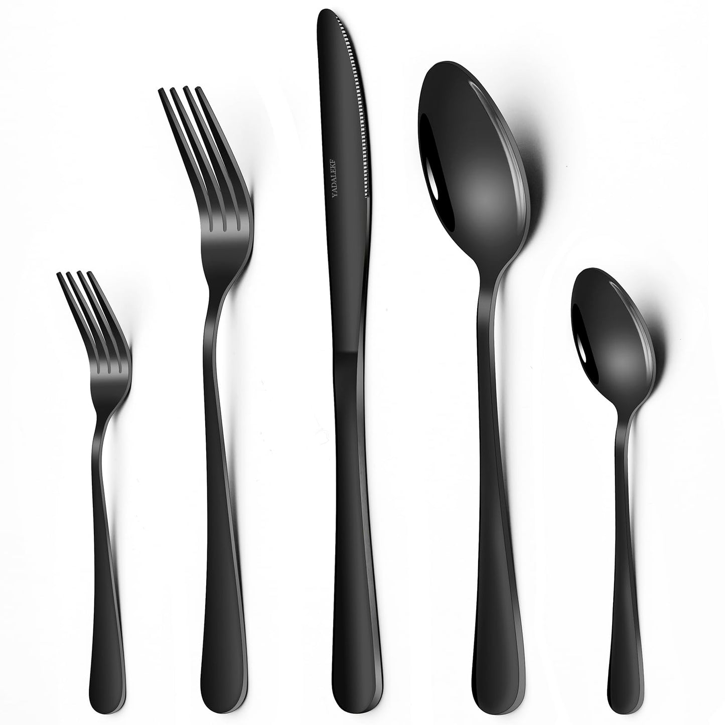 YADALEKF Black Silverware Set,Satin Finish 40-Piece Stainless Steel Flatware Set for 8, Kitchen Eating Utensil,Cutlery Tableware Set Includes Forks Spoons Knives, Dishwasher Safe