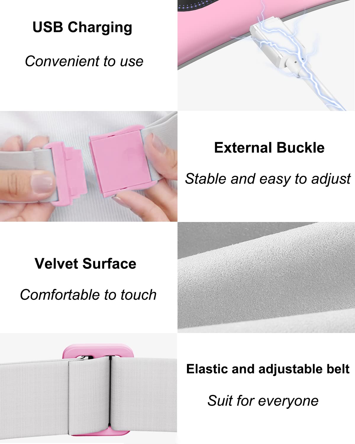 Electric Heating Pad, Portable Cordless Menstrual Heating Pad with 4 Heat Levels and 4 Massage Modes, Fast Large Heating Belly Wrap Belt for Cramps, Back Pain Relief Gifts for Women Girls Her(Black)