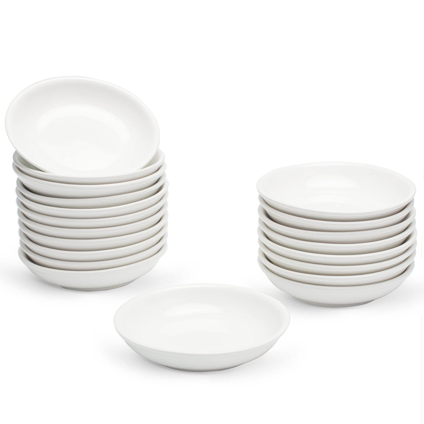 UIBFCWN 3 Oz Ceramic Dipping Bowls, Soy Sauce Dishes Set of 20, Dipping Sauce Cups/Bowls/Dishes for Kitchen, Mini Appetizer Plates for Condiment Sushi Ketchup BBQ Party, 4 Inch