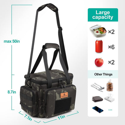 Lunch Bag for Men, Tactical Cooler Bag, Reusable Waterproof Leakproof Insulated Lunch Box for Adults Men Work Picnic Outdoor Day trips Camping, 12L Camo HSHRISH