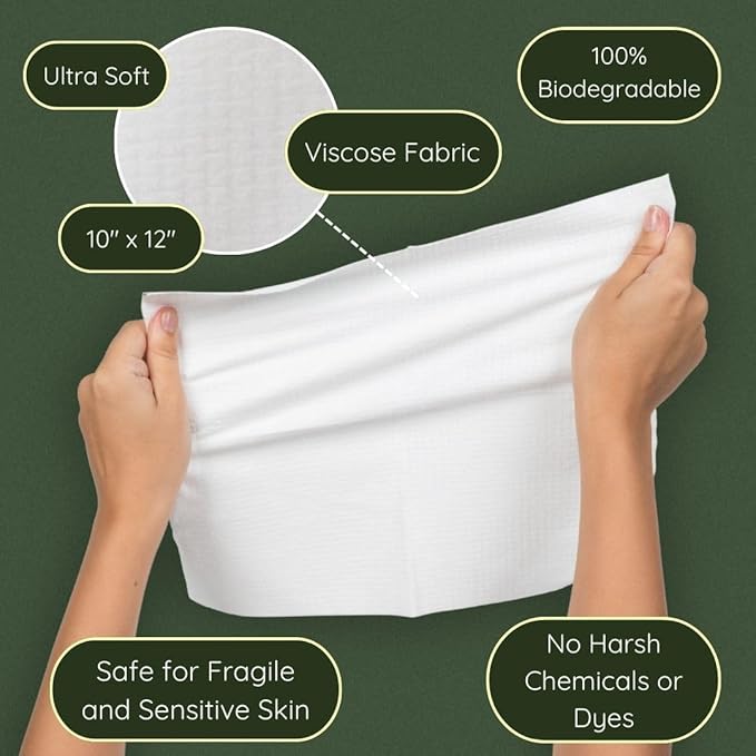 Clean Facial Towels for Sensitive Skin, 100% USDA Biobased Face Towels