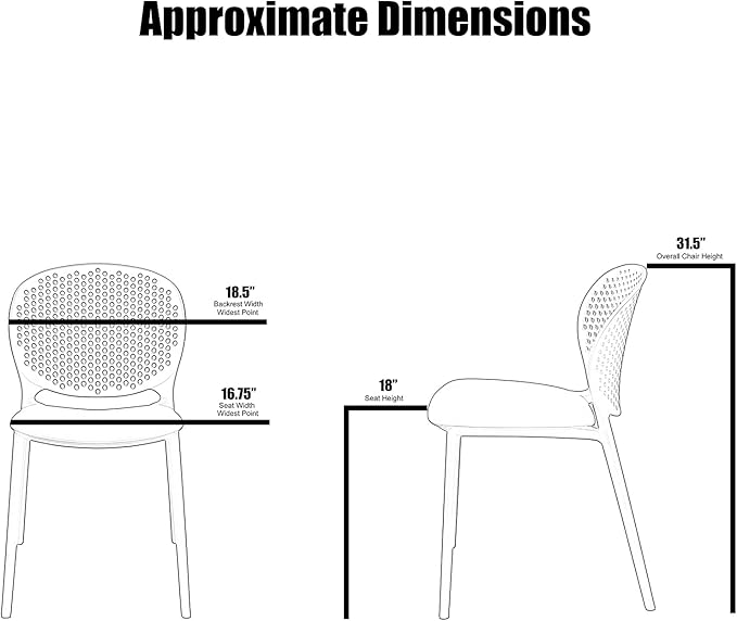 2xhome Patio Dining Chair | Modern Stackable Outdoor Pool Side Chair | Weather Resistant Plastic for Yard, Porch, Balcony, Kitchen, Gray, Single, Set of 1