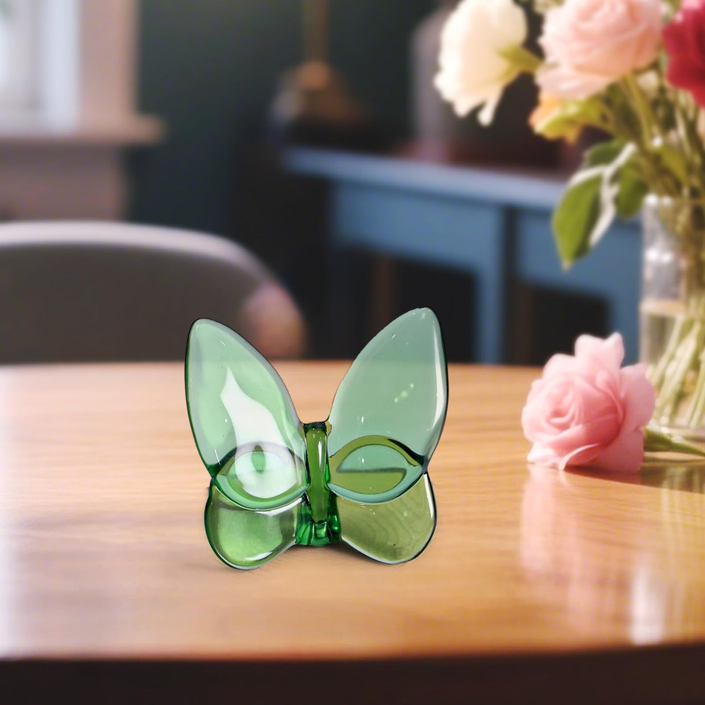 Rotroyce Green Crystal Butterfly Figurine Ornament, Handmade Glass Animal Collectible for Home/Wedding/Christmas Decor, Unique Gift for Collectors & Butterfly Enthusiasts