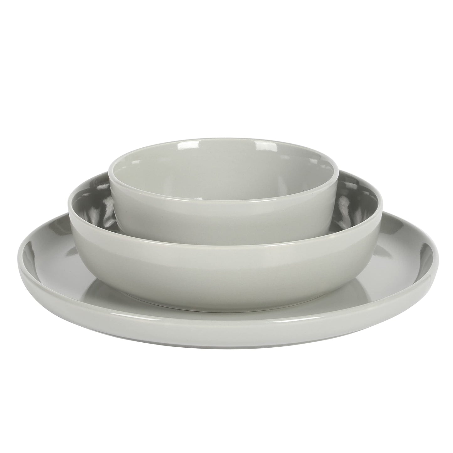 Gibson Home Summer Shades 16 Piece Plates and Bowls Dishes Service for 4 Porcelain Dinnerware Set - White