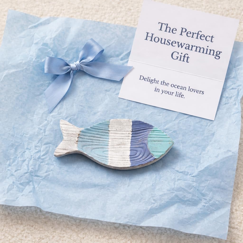 The Bridge Collection 9.5" Weathered Wood Striped Fish Tray