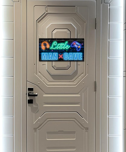 XIULUAN Gaming Room Decor Boys Stuff Kids Game Playroom Decorations Door Signs For Gamer Room Little Man Cave Wall Sign 10x5 Inches, Blue