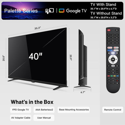 FPD 65 Inch Smart TV, 4K LED Google TV with Google Play Built-in Google Cast, HDR 10, Compatible with Dolby Atmos & Vision MEMC, Voice Assistant Remote, UHD Flat Screen Television (CG65-C3,2024)