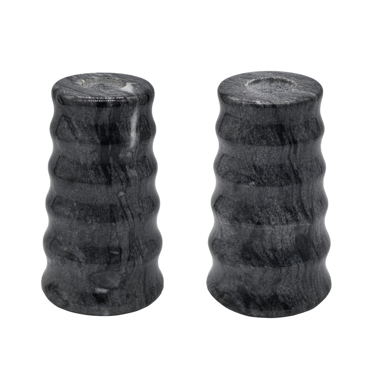 Marble Candlestick Holders, Set of 2 Natural Stone Candle Holder Decorative Candle ，（Marble Black）