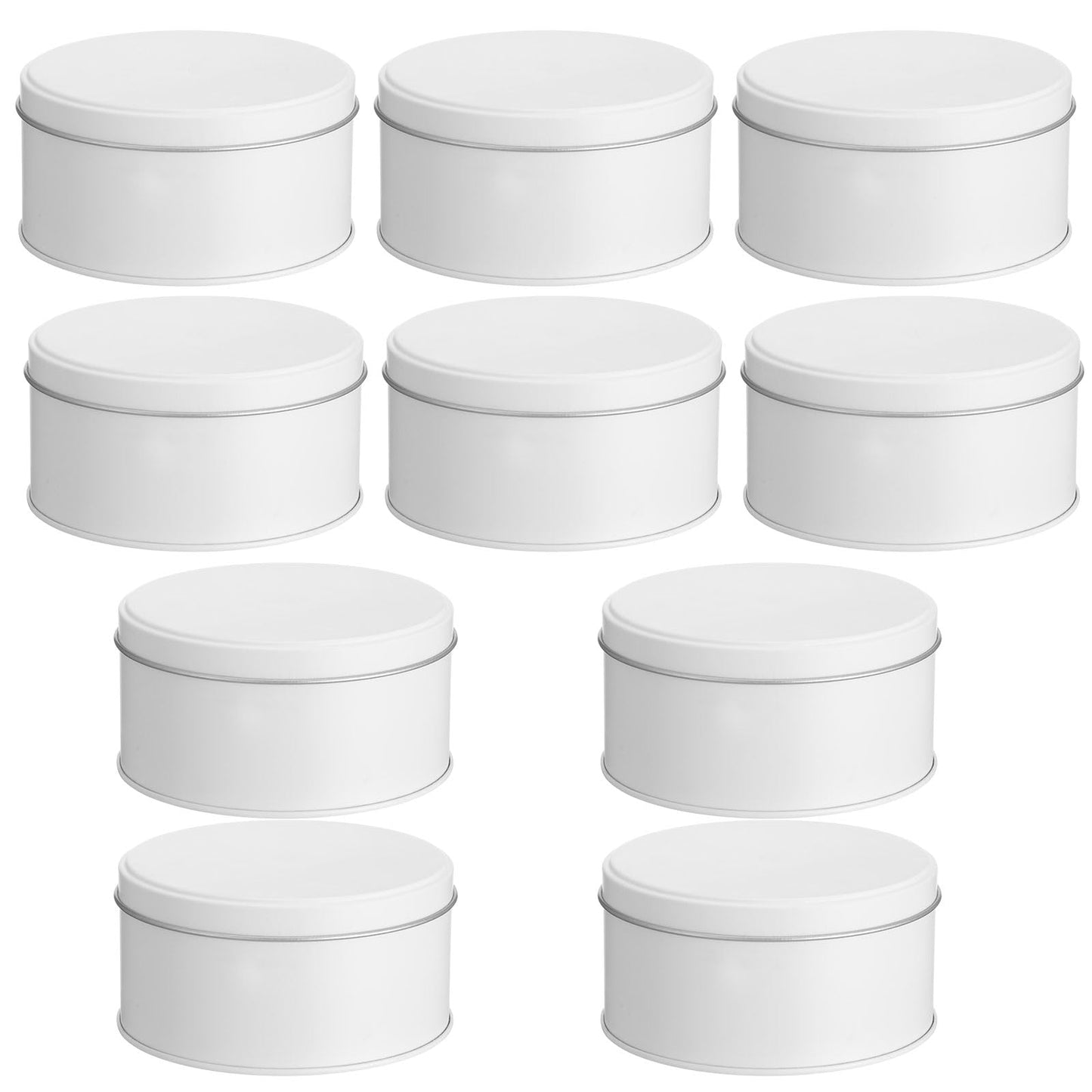 Hicarer 10 Pack Pure White Cookie Tins with Lids Round Mini Cake Gift Metal Empty Tin Cookies Container Tin Cans with Lids for Cakes Tinplate Box for Storing Snack Chocolate Baking