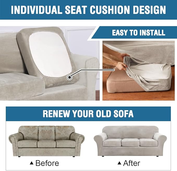 H.VERSAILTEX Rich Polyester Spandex Blend 2 Piece Cover Chair Slipcover Sofa