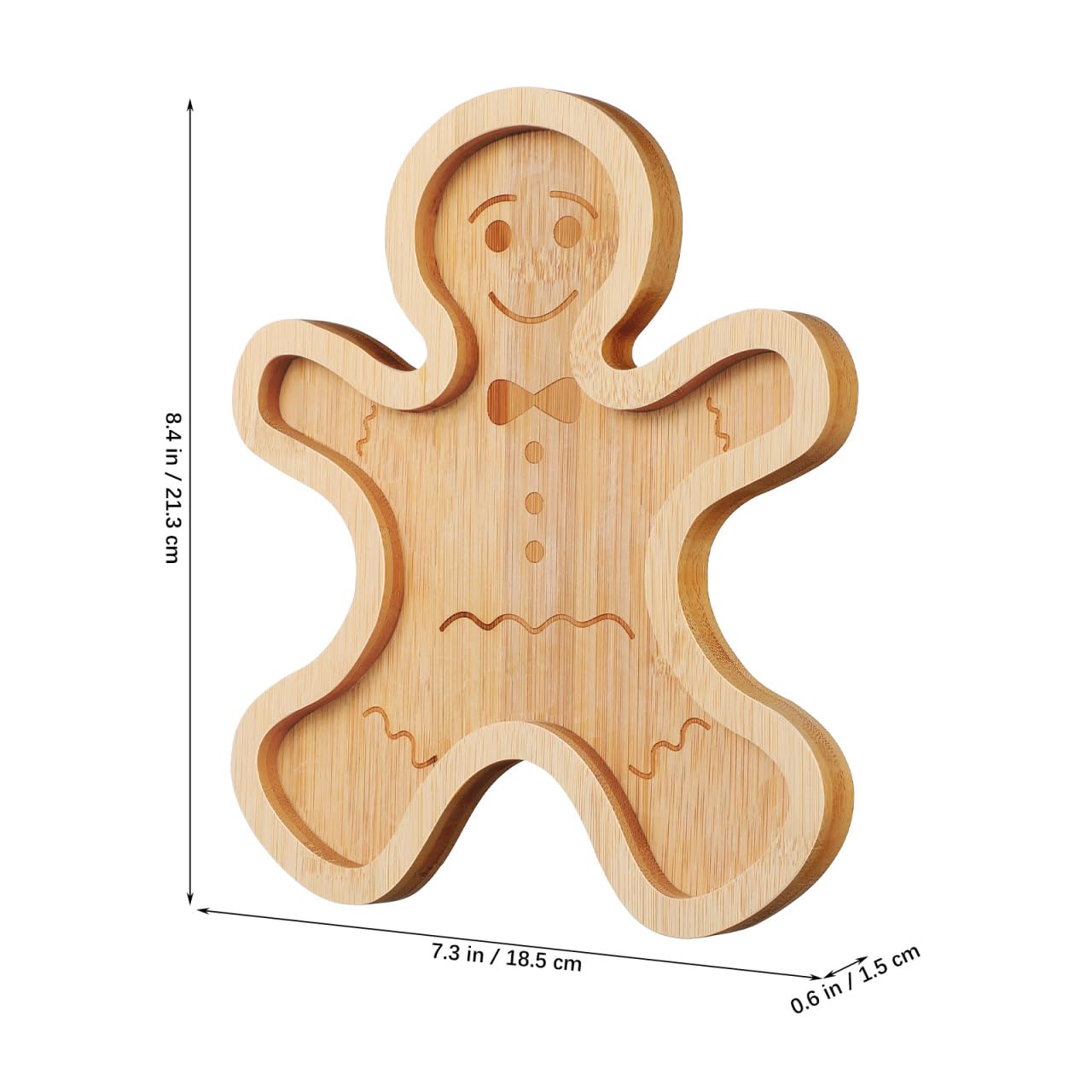 BESTonZON Christmas Charcuterie Board, Bamboo Gingerbread Man Serving Tray Serving Board Fruit Tray, Creative Gingerbread Man Food for Party Supplies, 8.3 * 7.2"