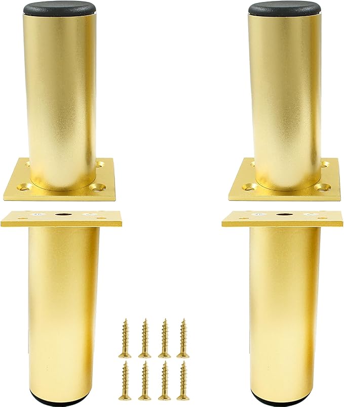 Set of 4 Aluminum Alloy Furniture Legs 4 Inch Height, 1.5 Inch Diameter