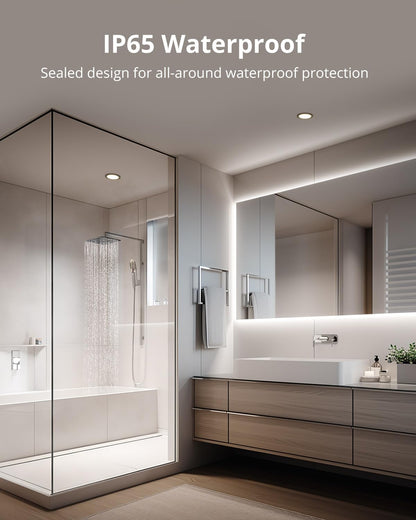 Gr4tec LED Downlights for Ceiling, 10 X 5W LED Recessed Ceiling Lights Black 4000K Natural White, Bathroom Spotlights IP65 Waterproof, 35mm Ultra-Slim, φ68-80mm Hole Spotlights for Bedroom Kitchen