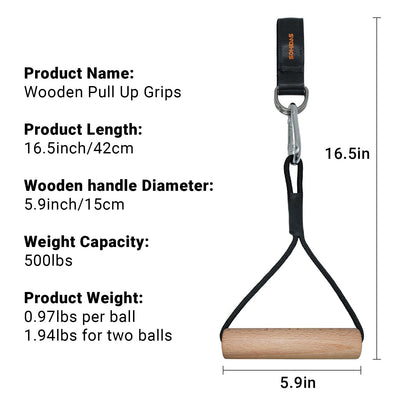 SOHIDAS Wooden Pull Up Grips Hand Grips Strength Trainer Exerciser Pull Up for Chin Up Bar, Kettlebell, Barbell Home Gym Workout Equipment Rock Climbing Grips for Strength Training Max Load 500lbs