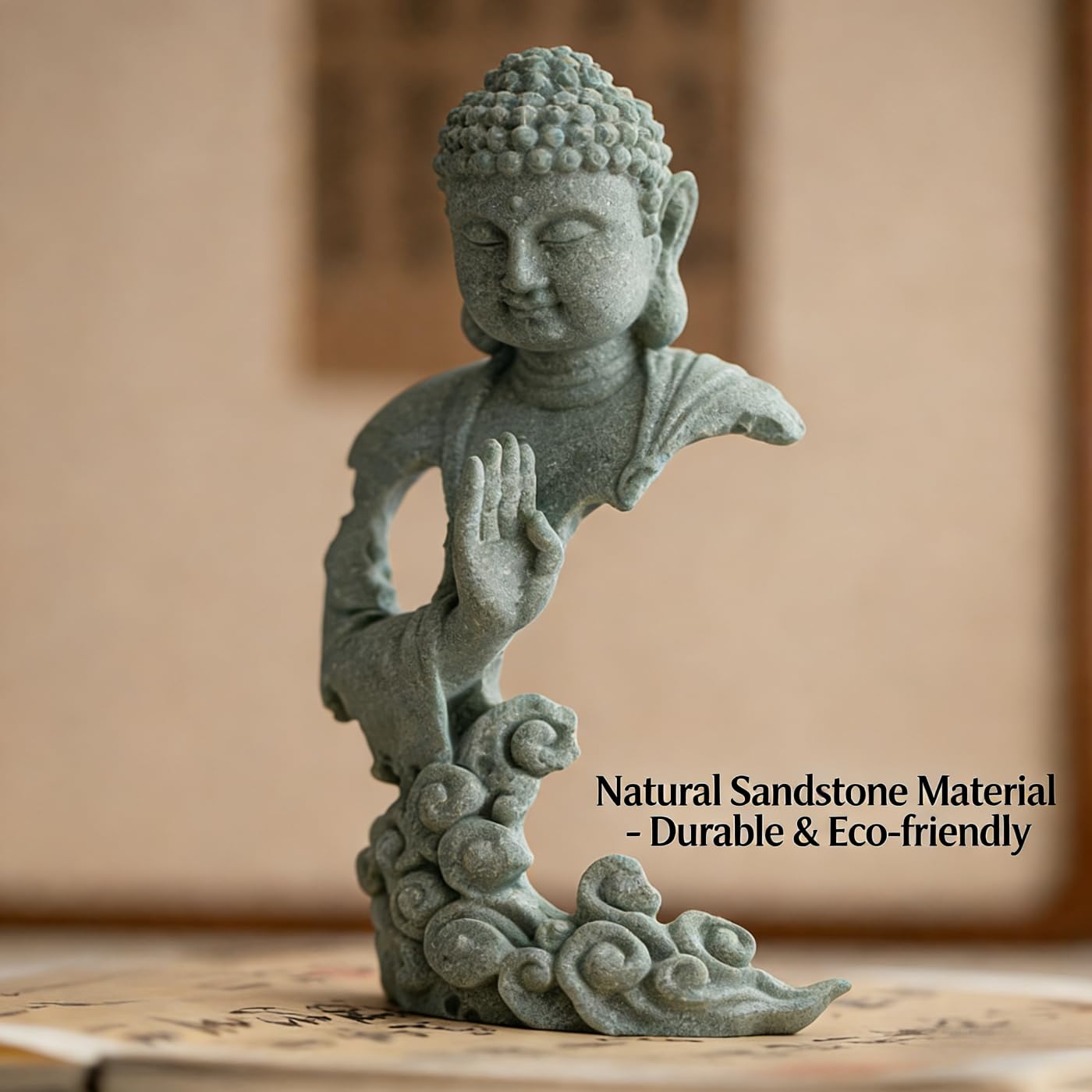 YQLDAHU Meditation Buddha Statue, Sandstone Zen Sculpture for Aquarium Fish Tank, Garden, Home & Office Decor (Indoor/Outdoor) ﻿