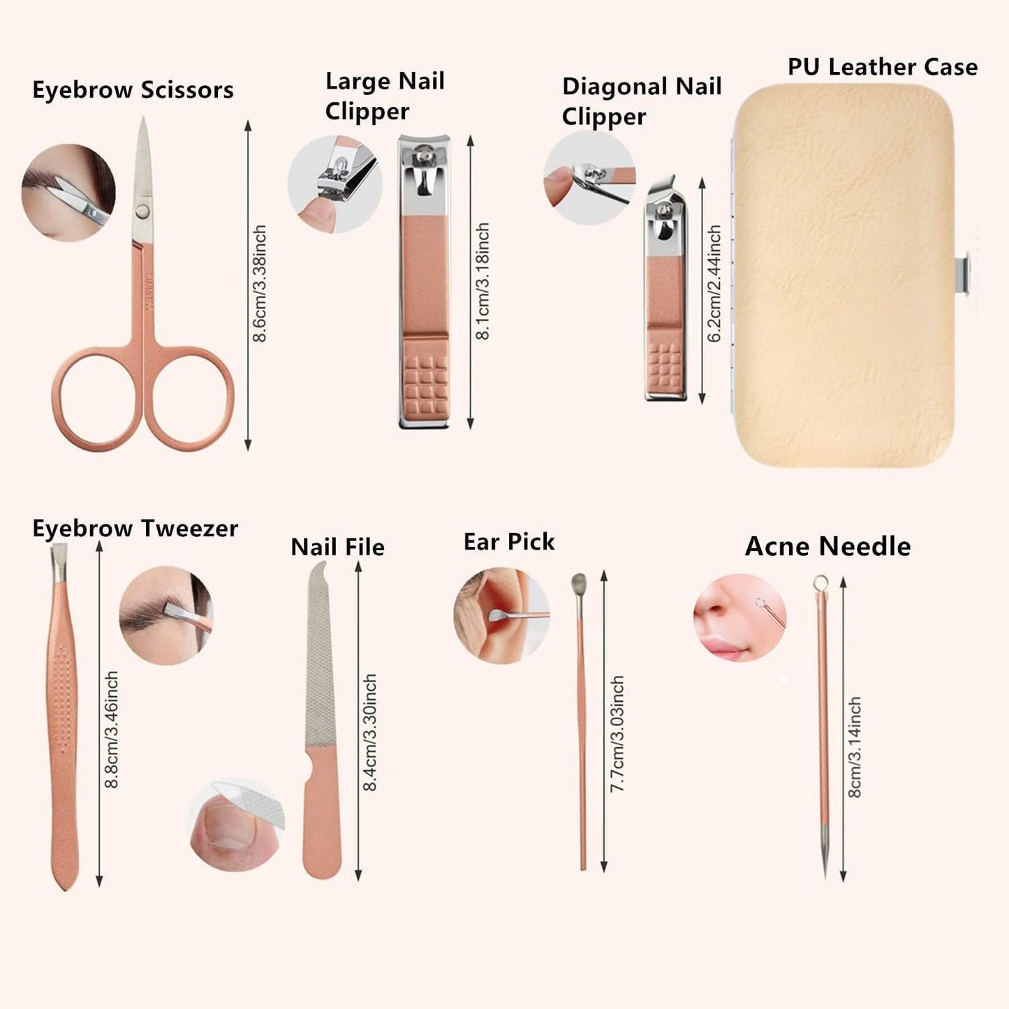 Manicure Set Nail Clipper Set Men Women Nail Clippers Toenail Fingernail Cutters Personal Care Tools Manicure Pedicure Tools with Travel Case Grooming Kit Present for Men Women Family Friends