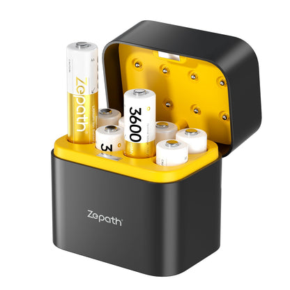 Zepath 8xAA Rechargeable Lithium Batteries with Charger, 3600mWh High Capacity 1.5V AA Batteries, Long Lasting Rechargeable AA Li-ion Battery with Integrated Charing Storage Box