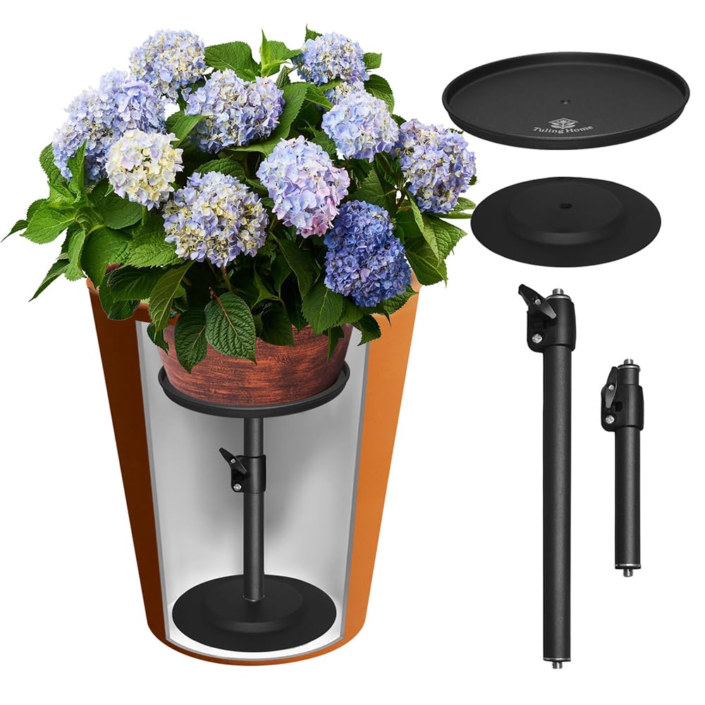 Tuling home Adjustable Pure Iron Planter Inserts, 7-25” Plant Risers for Inside Pots, Planter Fillers for Large Pots, Indoor & Outdoor Insert with 8-10” Top & 6-10” Base (10 wide top. 10wide base)