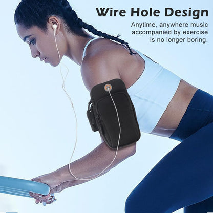 Phone Holder for Running, Universal Adjustable Arm Band Key Card Bag Fit Gym Jogging Hiking Exercise Walking Workout, Running Armband for Phone Under 7 Inch(Black)