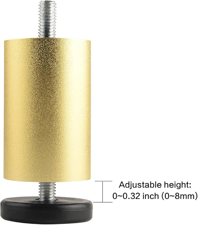 4 Pack Gold Furniture Legs 3 Inch Dresser Support Feet Metal Cabinet Adjustable