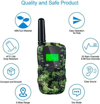 Walkie Talkies for Kids Toys for Boys Girls 4-6, 3 Miles Range Walkie Talkie to Camping, Outdoor 4 Year Old Girl Birthday Gifts for 3 4 5 6 7 Year Old Boy Girl Gifts Age 6-8 (Blue&Pink&Yellow)