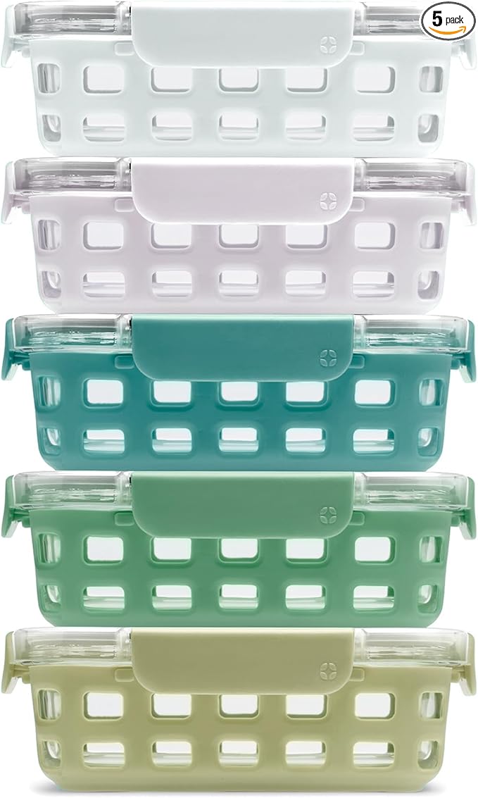 Ello Duraglass 3.4 Cup Meal Prep Sets 10Pc, 5 Pack Set- Glass Food Storage