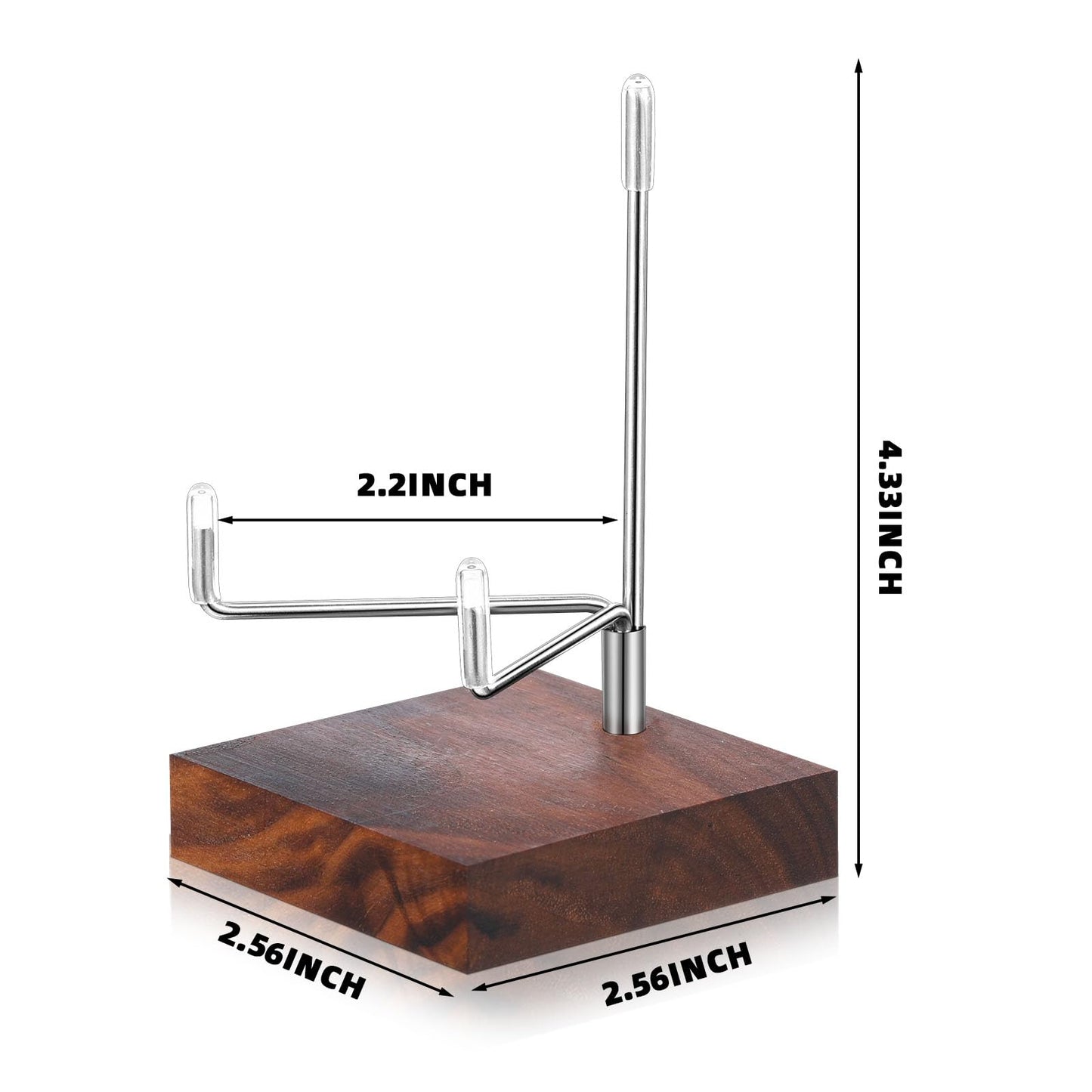 Wenqik 4 Pcs Crystal Display Stand Rock Display Stand Adjustable Metal Arms with Wooden Base Geodes Rock Agate Mineral Easel Holder for Collectibles(2.56 x 2.56 x 4.33 Inch,Silver)