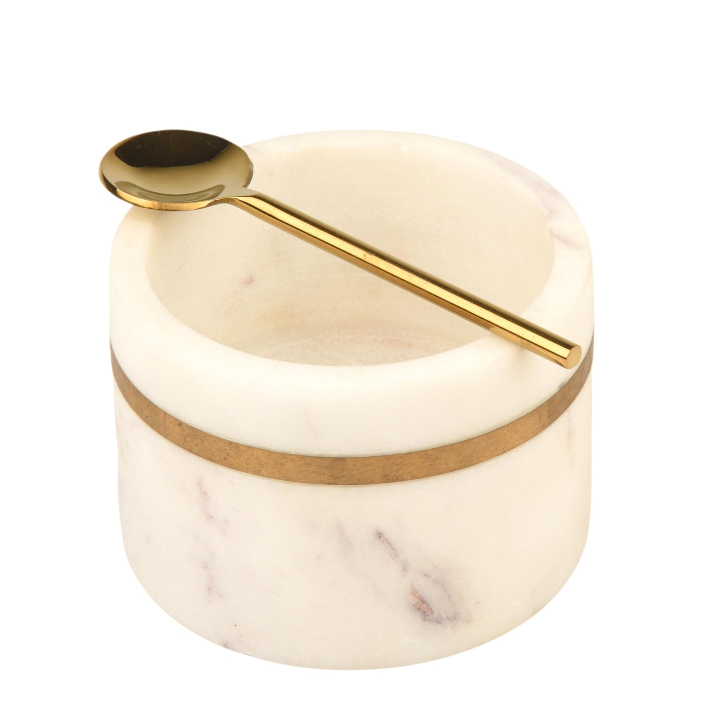 Cruiser’s Caché Marble Salt and Spice Cellars or Dipping Bowls with Gold Spoons | Set of 2