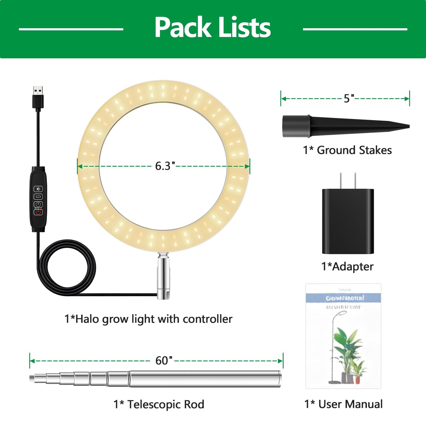 LPMZMBL 2 Packs Plant Grow Light, Grow Lights for Indoor Plants,80 LEDs Full Spectrum Plant Lights for Indoor Growing with 6/12/16H Timer-B2