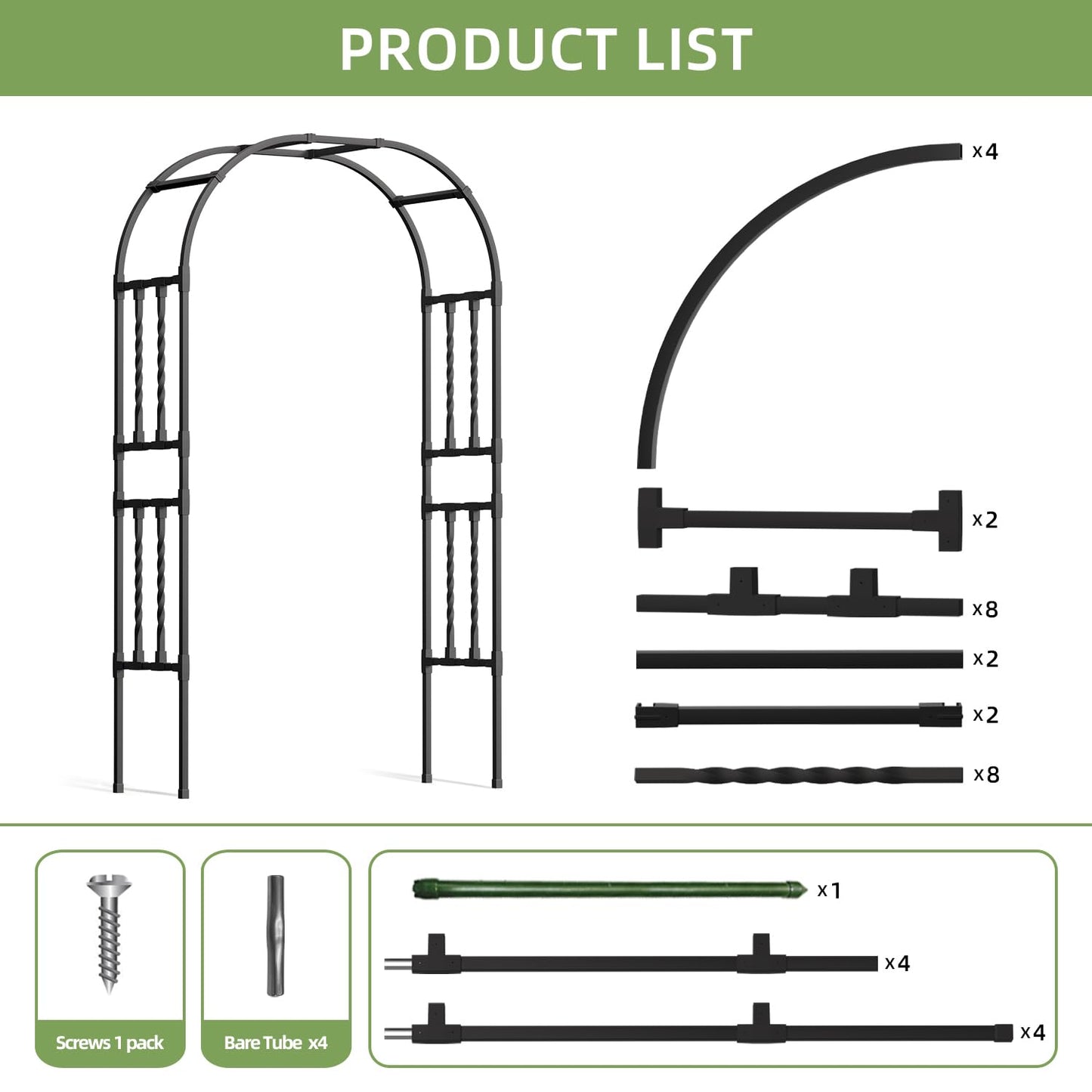 Square Tube Garden Arch Trellis 4.9x7.9FT,Metal Arbor for Climbing Plants,Outdoor Archway for Patio Lawn Backyard Wedding Ceremony