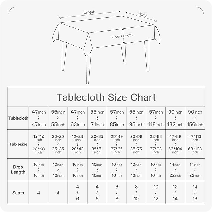 BALCONY & FALCON Round Tablecloth Washable Wrinkle Resistant and Water Proof