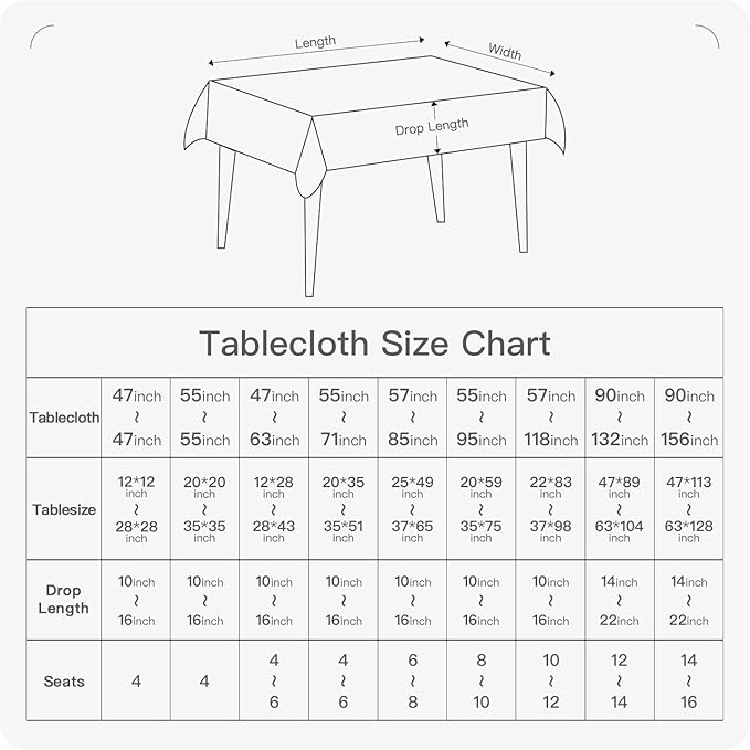 BALCONY & FALCON Rectangle Tablecloth Washable Wrinkle Resistant and Water