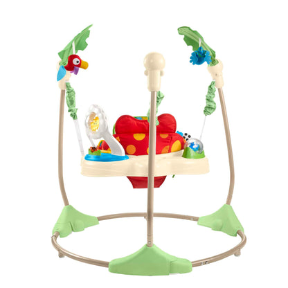 Fisher-Price Jumperoo Baby Activity Center with Lights Sounds and Music, Interactive Baby Bouncer, Rainforest, K7198