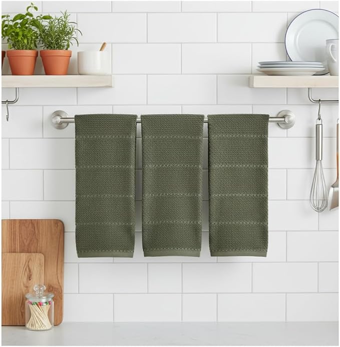 Serafina Home Olive Green Kitchen Hand Dish Towels: Oversized 28" x 18"