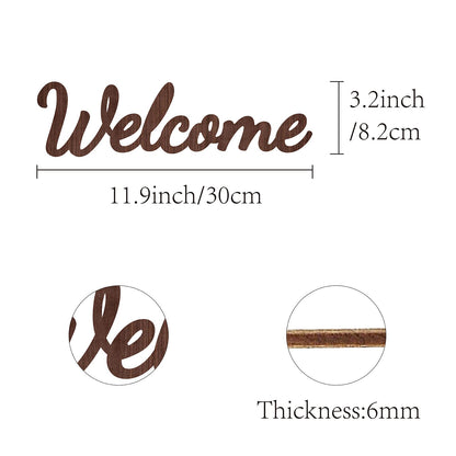 CREATCABIN Cutout Welcome Sign Wooden Wall Art Decor Wood Word Sculpture Signs Rustic Farmhouse For Housewarming Home Front Door Entryway Wall Decoration, Brown, 11.9 x 3.2inch