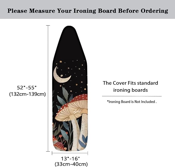 Moon Mushroom 15x54 Ironing Board Cover Elastic Edge Applicable Standard Size