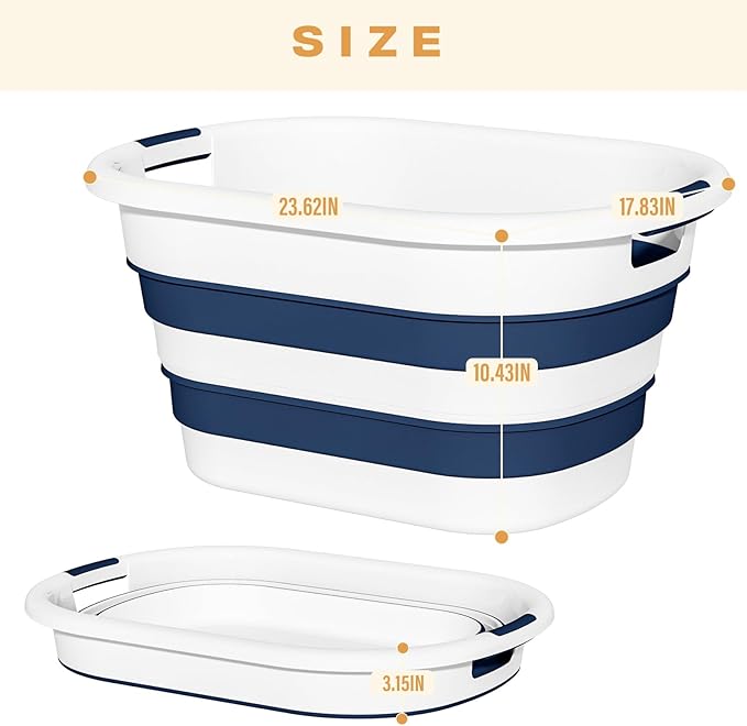 43L Collapsible Laundry Baskets plastic, Pop Up Laundry hamper/Storage Container